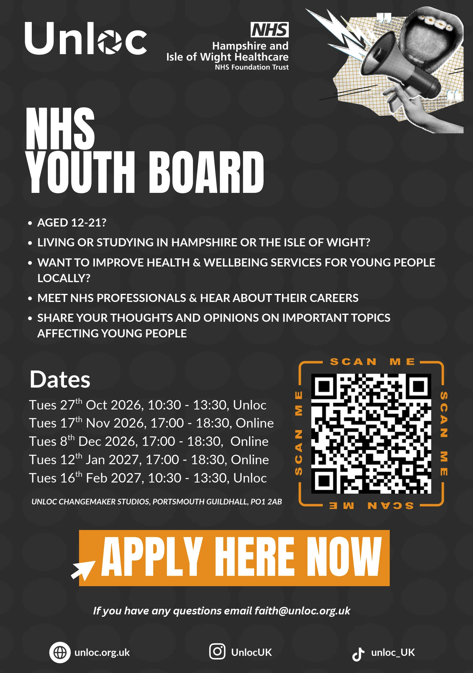 HIOW NHS Youth Board: APPLICATIONS OPEN